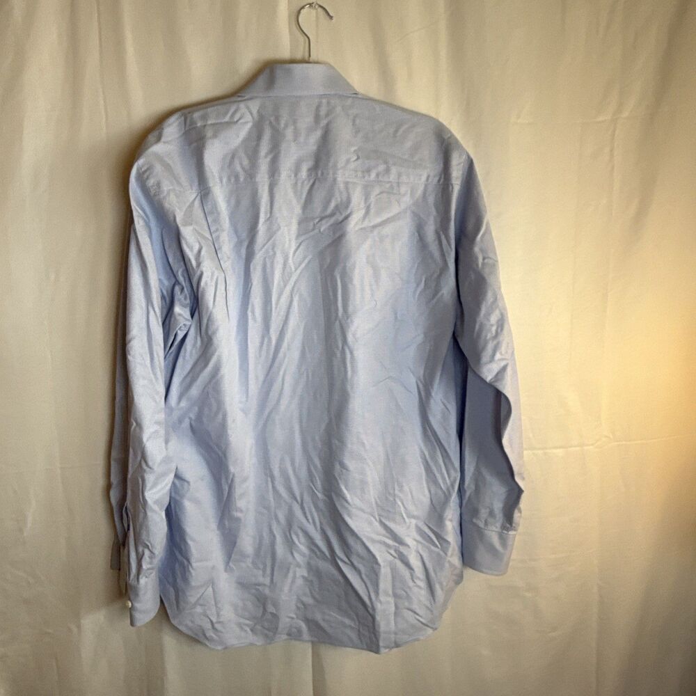Men’s David Donahue Blue Check Long Sleeve Size 34/35 Preowned - Picture 13 of 16